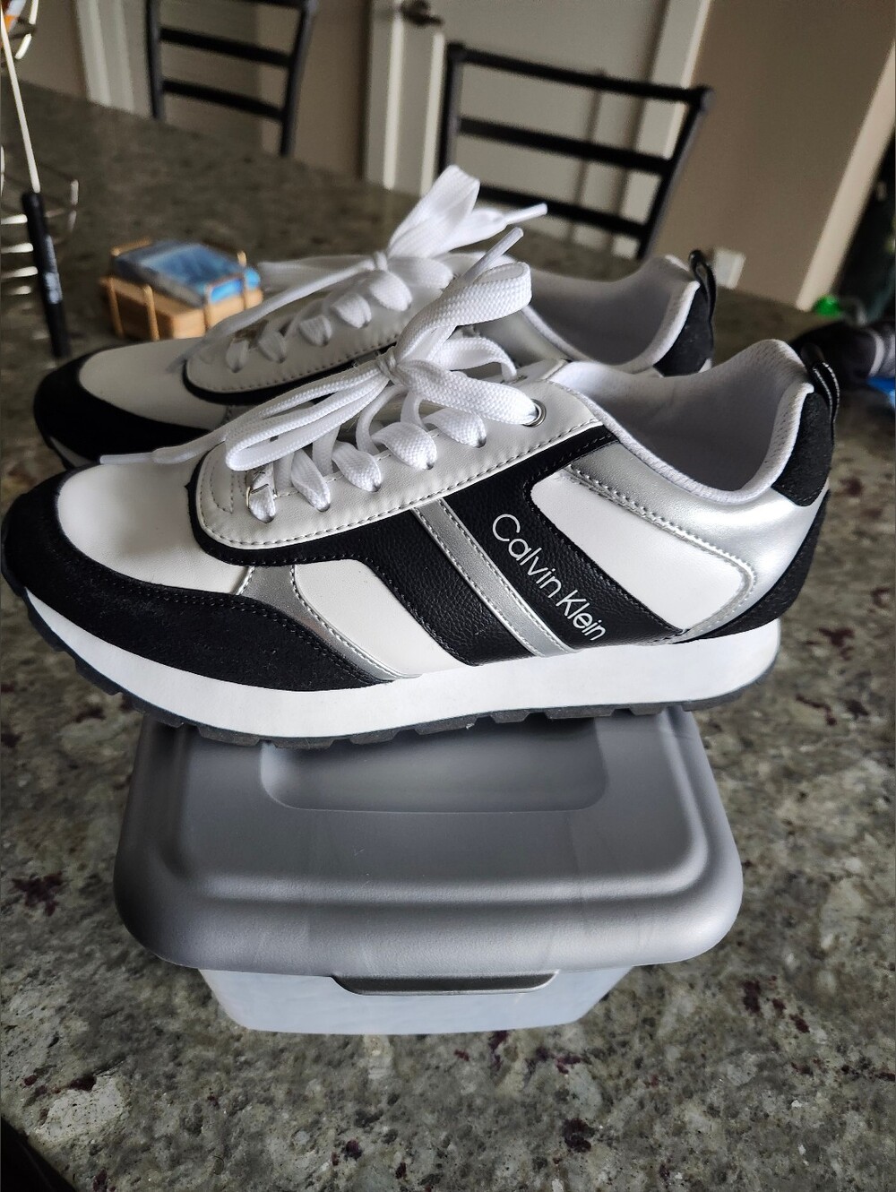 Calvin Klein Black & White Retro Runner Sneakers